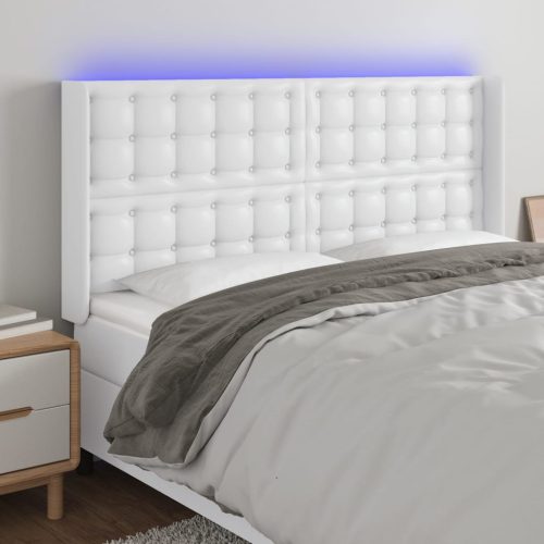 vidaXL fehér műbőr LED-es fejtámla 183x16x118/128 cm