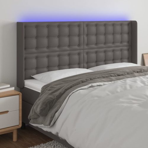 vidaXL szürke műbőr LED-es fejtámla 183x16x118/128 cm