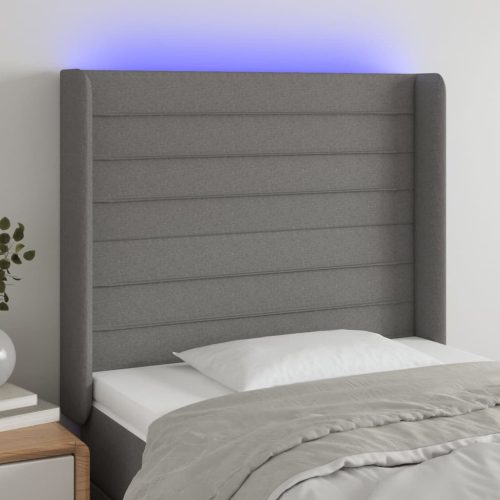 vidaXL sötétszürke szövet LED-es fejtámla 83x16x118/128 cm