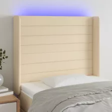   vidaXL krémszínű szövet LED-es fejtámla 83x16x118/128 cm