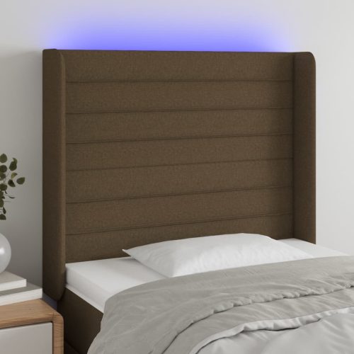 vidaXL sötétbarna szövet LED-es fejtámla 103x16x118/128 cm