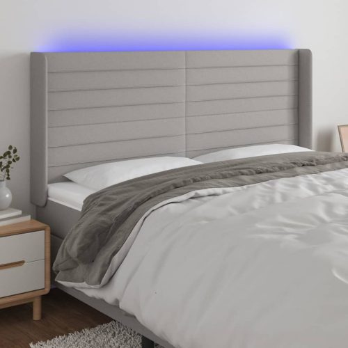 vidaXL világosszürke szövet LED-es fejtámla 163x16x118/128 cm