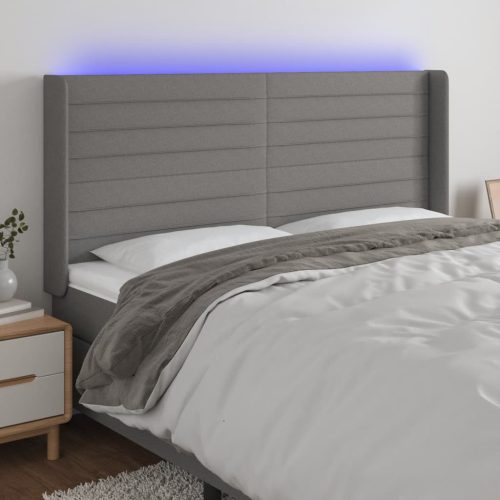 vidaXL sötétszürke szövet LED-es fejtámla 163x16x118/128 cm