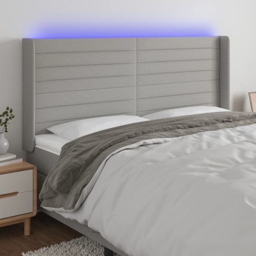 vidaXL világosszürke szövet LED-es fejtámla 203x16x118/128 cm