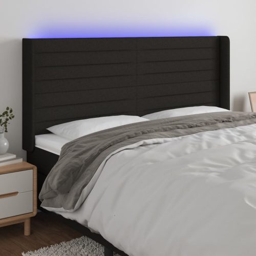 vidaXL fekete szövet LED-es fejtámla 203x16x118/128 cm