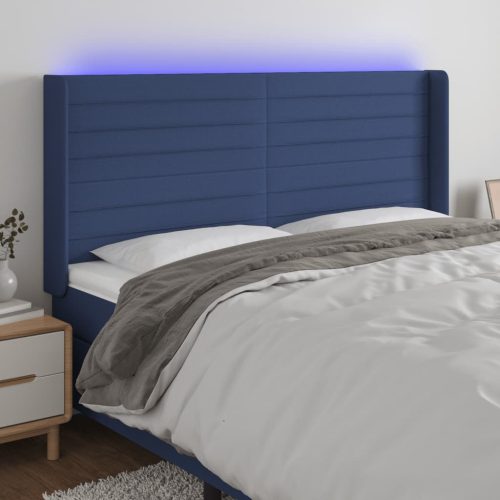 vidaXL kék szövet LED-es fejtámla 203x16x118/128 cm