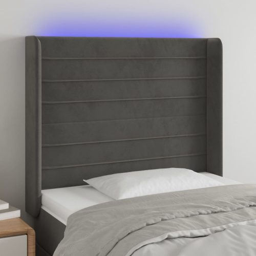 vidaXL sötétszürke bársony LED-es fejtámla 83x16x118/128 cm