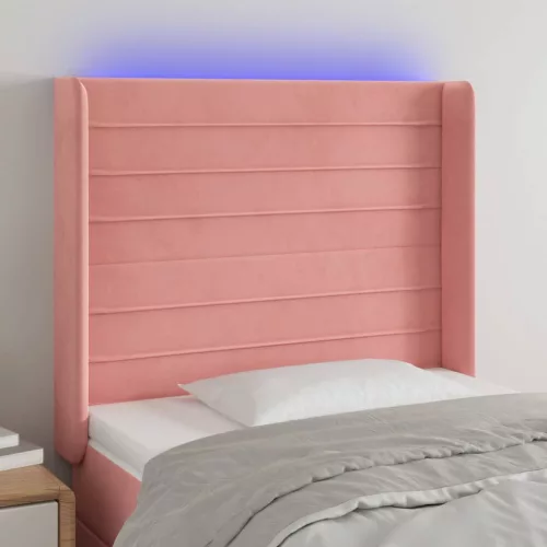 vidaXL rózsaszín bársony LED-es fejtámla 83x16x118/128 cm