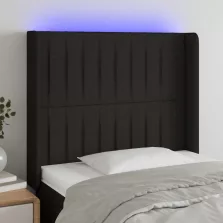 vidaXL fekete szövet LED-es fejtámla 93x16x118/128 cm