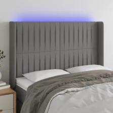   vidaXL sötétszürke szövet LED-es fejtámla 147x16x118/128 cm