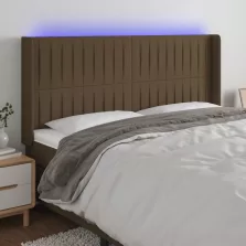   vidaXL sötétbarna szövet LED-es fejtámla 183x16x118/128 cm