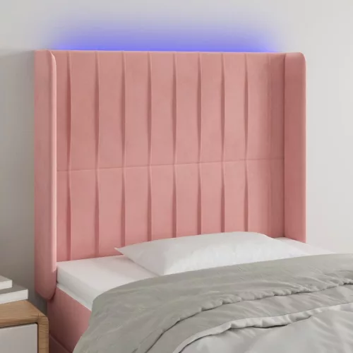 vidaXL rózsaszín bársony LED-es fejtámla 103x16x118/128 cm