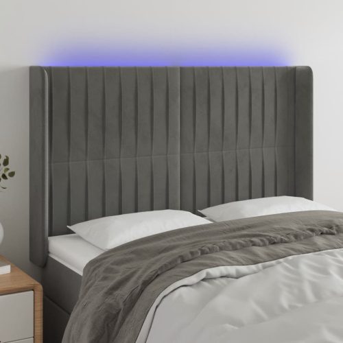 vidaXL világosszürke bársony LED-es fejtámla 147x16x118/128 cm