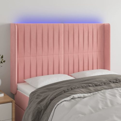 vidaXL rózsaszín bársony LED-es fejtámla 147x16x118/128 cm