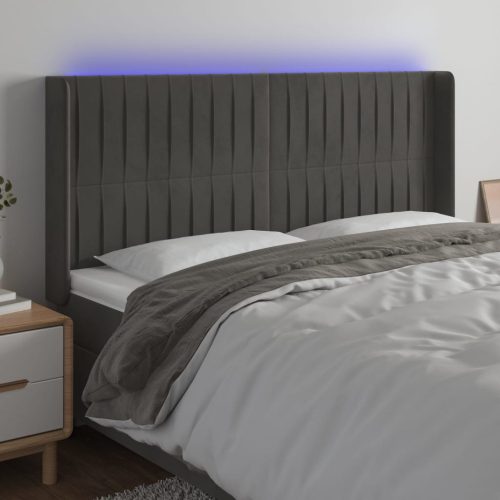 vidaXL sötétszürke bársony LED-es fejtámla 163x16x118/128 cm