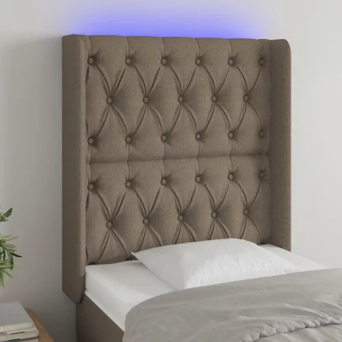 vidaXL tópszínű szövet LED-es fejtámla 83x16x118/128 cm