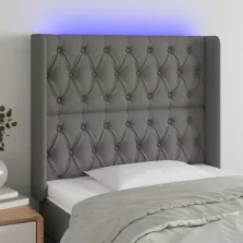   vidaXL sötétszürke szövet LED-es fejtámla 93x16x118/128 cm