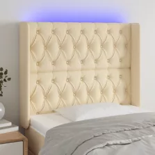   vidaXL krémszínű szövet LED-es fejtámla 93x16x118/128 cm