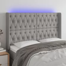   vidaXL világosszürke szövet LED-es fejtámla 147x16x118/128 cm