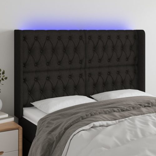 vidaXL fekete szövet LED-es fejtámla 147x16x118/128 cm