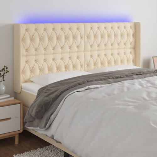 vidaXL krémszínű szövet LED-es fejtámla 183x16x118/128 cm