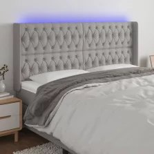   vidaXL világosszürke szövet LED-es fejtámla 203x16x118/128 cm