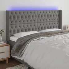   vidaXL sötétszürke szövet LED-es fejtámla 203x16x118/128 cm