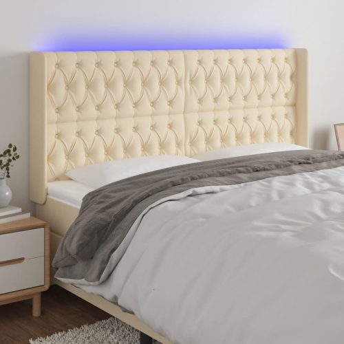 vidaXL krémszínű szövet LED-es fejtámla 203x16x118/128 cm