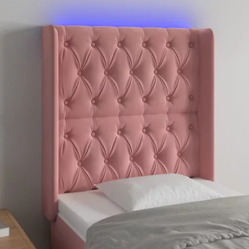 vidaXL rózsaszín bársony LED-es fejtámla 83x16x118/128 cm