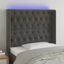   vidaXL sötétszürke bársony LED-es fejtámla 103x16x118/128 cm