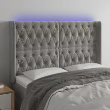   vidaXL világosszürke bársony LED-es fejtámla 163x16x118/128 cm