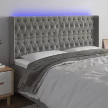   vidaXL világosszürke bársony LED-es fejtámla 203x16x118/128 cm