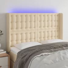   vidaXL krémszínű szövet LED-es fejtámla 147x16x118/128 cm