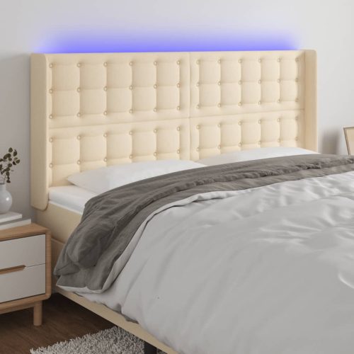 vidaXL krémszínű szövet LED-es fejtámla 203x16x118/128 cm