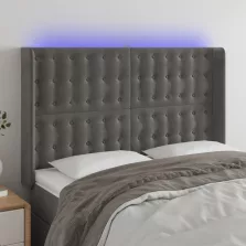  vidaXL sötétszürke bársony LED-es fejtámla 147x16x118/128 cm