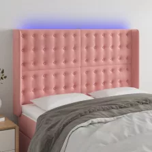   vidaXL rózsaszín bársony LED-es fejtámla 147x16x118/128 cm