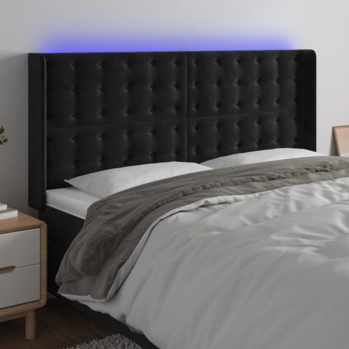 vidaXL fekete bársony LED-es fejtámla 163x16x118/128 cm