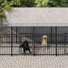 vidaXL acél kültéri kutyakennel tetővel 11,26 m²