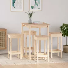vidaXL 5 részes tömör fenyőfa bárszett