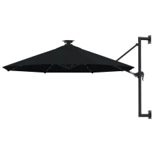   vidaXL fekete fali napernyő LED-ekkel és fémrúddal 300 cm