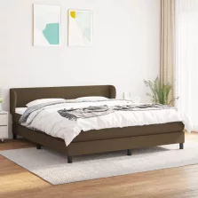   vidaXL sötétbarna szövet rugós ágy matraccal 180 x 200 cm