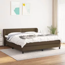   vidaXL sötétbarna szövet rugós ágy matraccal 180 x 200 cm