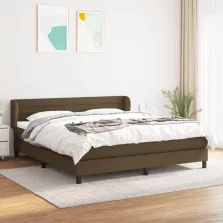   vidaXL sötétbarna szövet rugós ágy matraccal 180 x 200 cm