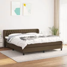   vidaXL sötétbarna szövet rugós ágy matraccal 180 x 200 cm