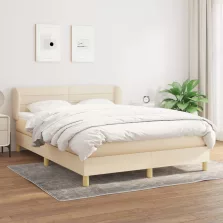   vidaXL krémszínű szövet rugós ágy matraccal 140 x 190 cm