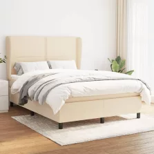   vidaXL krémszínű szövet rugós ágy matraccal 140 x 190 cm