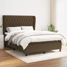   vidaXL sötétbarna szövet rugós ágy matraccal 140 x 190 cm