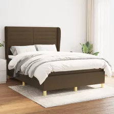   vidaXL sötétbarna szövet rugós ágy matraccal 140 x 190 cm