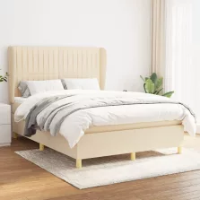   vidaXL krémszínű szövet rugós ágy matraccal 140 x 190 cm