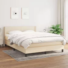   vidaXL krémszínű szövet rugós ágy matraccal 140 x 190 cm
